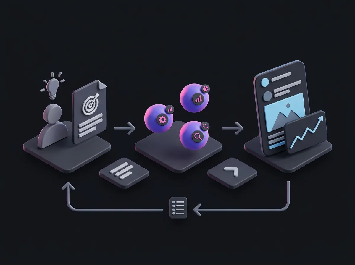 How an AI ads agency works: strategist, AI agents and client ad account connected in one workflow